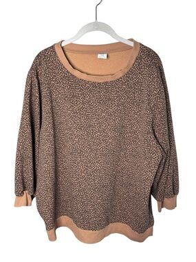 Amazon Essentials Leopard Print Crewneck Sweatshirt Brown Size XXL